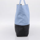 CELINE Horizontal Kabbalaj Hand Bag Leather Light Blue Gold Auth 198720A-3