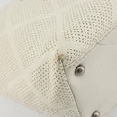 CHANEL Tote Bag Punching Leather White Silver CC Auth 198721A-11