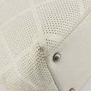 CHANEL Tote Bag Punching Leather White Silver CC Auth 198721A-13