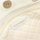 CHANEL Tote Bag Punching Leather White Silver CC Auth 198721A-15
