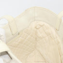 CHANEL Tote Bag Punching Leather White Silver CC Auth 198721A-17