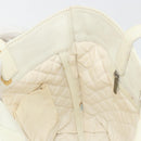 CHANEL Tote Bag Punching Leather White Silver CC Auth 198721A-18
