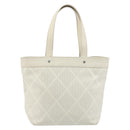 CHANEL Tote Bag Punching Leather White Silver CC Auth 198721A-3