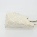 CHANEL Tote Bag Punching Leather White Silver CC Auth 198721A-4