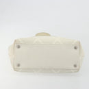 CHANEL Tote Bag Punching Leather White Silver CC Auth 198721A-9