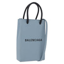 BALENCIAGA Shopping Phone Holder Bag Leather 2way Light Blue 593826 Auth 198722A-1