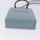 BALENCIAGA Shopping Phone Holder Bag Leather 2way Light Blue 593826 Auth 198722A-5