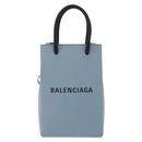 BALENCIAGA Shopping Phone Holder Bag Leather 2way Light Blue 593826 Auth 198722A-13