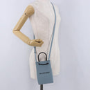 BALENCIAGA Shopping Phone Holder Bag Leather 2way Light Blue 593826 Auth 198722A-23