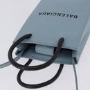 BALENCIAGA Shopping Phone Holder Bag Leather 2way Light Blue 593826 Auth 198722A-6