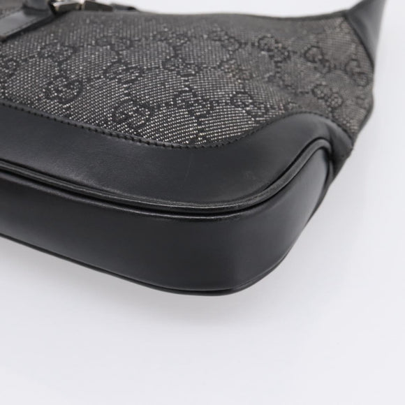 GUCCI GG Canvas Jackie Shoulder Bag Black Silver 01147 Auth 198724V