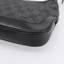 GUCCI GG Canvas Jackie Shoulder Bag Black Silver 01147 Auth 198724V-12