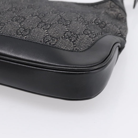 GUCCI GG Canvas Jackie Shoulder Bag Black Silver 01147 Auth 198724V