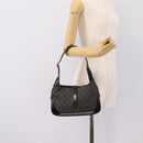 GUCCI GG Canvas Jackie Shoulder Bag Black Silver 01147 Auth 198724V-21