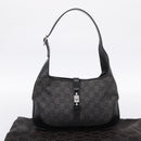 GUCCI GG Canvas Jackie Shoulder Bag Black Silver 01147 Auth 198724V-22