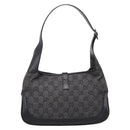 GUCCI GG Canvas Jackie Shoulder Bag Black Silver 01147 Auth 198724V-3