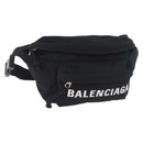 BALENCIAGA Waist Bag Nylon Black Silver 533009 Auth 198730A-1