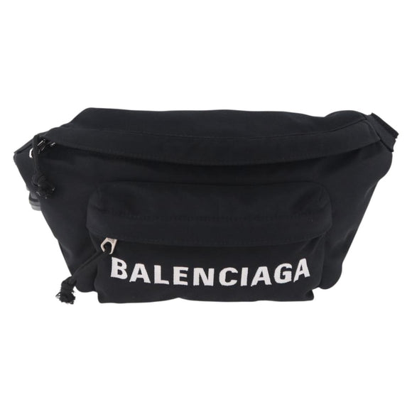 BALENCIAGA Waist Bag Nylon Black Silver 533009 Auth 198730A