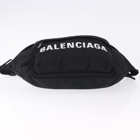 BALENCIAGA Waist Bag Nylon Black Silver 533009 Auth 198730A
