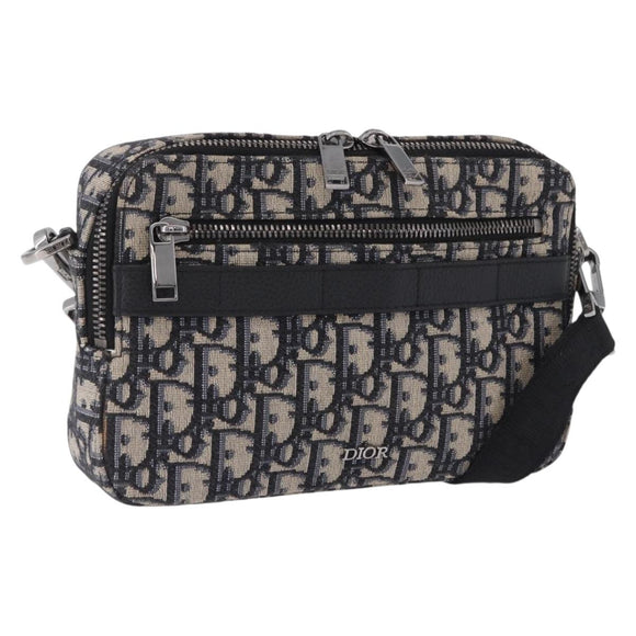 Christian Dior Trotter Canvas Shoulder Bag Navy Silver Auth 198731V