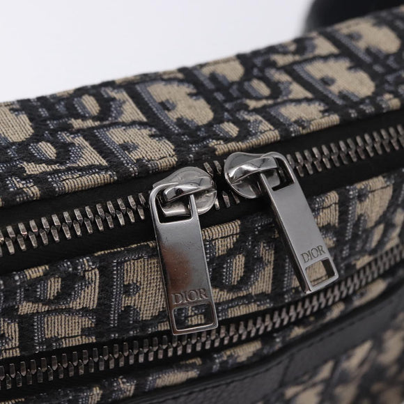 Christian Dior Trotter Canvas Shoulder Bag Navy Silver Auth 198731V