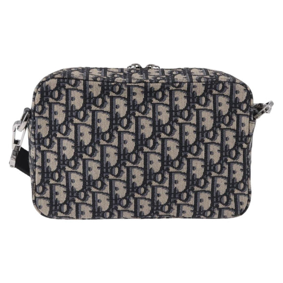 Christian Dior Trotter Canvas Shoulder Bag Navy Silver Auth 198731V