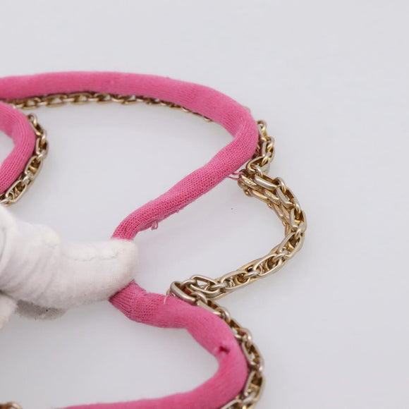 CHANEL 2.55 Chain Shoulder Bag Cotton Jersey Pink Gold CC Auth 198733M