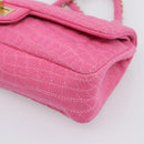 CHANEL 2.55 Chain Shoulder Bag Cotton Jersey Pink Gold CC Auth 198733M-12