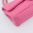 CHANEL 2.55 Chain Shoulder Bag Cotton Jersey Pink Gold CC Auth 198733M-13