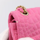 CHANEL 2.55 Chain Shoulder Bag Cotton Jersey Pink Gold CC Auth 198733M-16