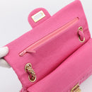 CHANEL 2.55 Chain Shoulder Bag Cotton Jersey Pink Gold CC Auth 198733M-17