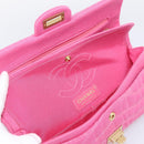 CHANEL 2.55 Chain Shoulder Bag Cotton Jersey Pink Gold CC Auth 198733M-18