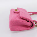 CHANEL 2.55 Chain Shoulder Bag Cotton Jersey Pink Gold CC Auth 198733M-5