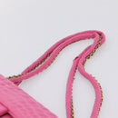 CHANEL 2.55 Chain Shoulder Bag Cotton Jersey Pink Gold CC Auth 198733M-9