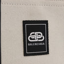 BALENCIAGA Trade XS Hand Bag Canvas 2way Beige Silver 620882 Auth 198734A-16
