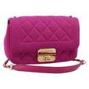 CHANEL Matelasse Chain Shoulder Bag Cotton jersey Pink Gold CC Auth 198735M-1