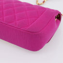 CHANEL Matelasse Chain Shoulder Bag Cotton jersey Pink Gold CC Auth 198735M-15