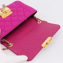 CHANEL Matelasse Chain Shoulder Bag Cotton jersey Pink Gold CC Auth 198735M-17