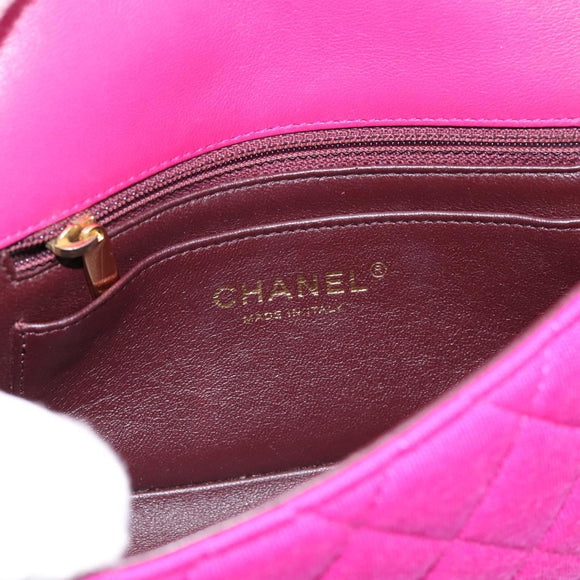 CHANEL Matelasse Chain Shoulder Bag Cotton jersey Pink Gold CC Auth 198735M