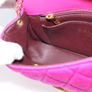 CHANEL Matelasse Chain Shoulder Bag Cotton jersey Pink Gold CC Auth 198735M-20