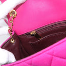 CHANEL Matelasse Chain Shoulder Bag Cotton jersey Pink Gold CC Auth 198735M-21
