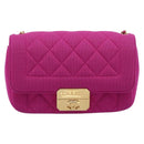 CHANEL Matelasse Chain Shoulder Bag Cotton jersey Pink Gold CC Auth 198735M-13