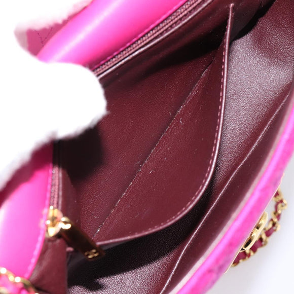 CHANEL Matelasse Chain Shoulder Bag Cotton jersey Pink Gold CC Auth 198735M