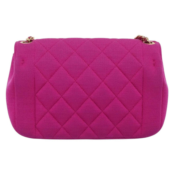CHANEL Matelasse Chain Shoulder Bag Cotton jersey Pink Gold CC Auth 198735M