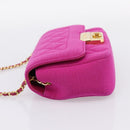 CHANEL Matelasse Chain Shoulder Bag Cotton jersey Pink Gold CC Auth 198735M-3