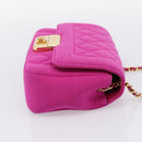 CHANEL Matelasse Chain Shoulder Bag Cotton jersey Pink Gold CC Auth 198735M-4