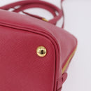 PRADA Galleria Hand Bag Saffiano 2way Pink Gold Auth 198736V-18