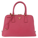 PRADA Galleria Hand Bag Saffiano 2way Pink Gold Auth 198736V-13