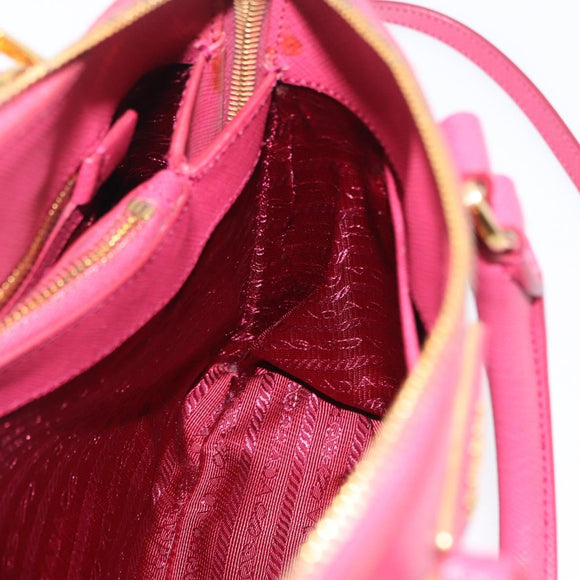 PRADA Galleria Hand Bag Saffiano 2way Pink Gold Auth 198736V