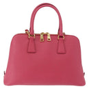 PRADA Galleria Hand Bag Saffiano 2way Pink Gold Auth 198736V-2